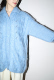 c80's NOS mohair? oversized cable knit shirt-cardigan