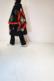 80’s mohair abstract symbol pattern knit deformed poncho jacket