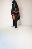 80’s mohair abstract symbol pattern knit deformed poncho jacket