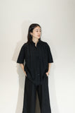 c90's EU label - rayon pleat design oversized shirt