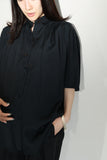c90's EU label - rayon pleat design oversized shirt