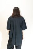 c90's EU label - rayon pleat design oversized shirt