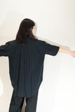 c90's EU label - rayon pleat design oversized shirt
