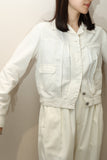 c80’s European label - linen “2nd type” cropped short jacket / made in ITALY