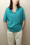 00’s Peter Hahn - linen/rayon hi-gauge skipper-polo in turquoise blue