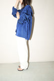 c90's Marithé François Girbaud - satin blue hooded shirt