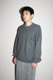 80-90’s alpaca/wool ribbed knit sweater with a chest pocket