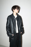 00's leather minimal zip-up coat