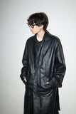 00's leather minimal zip-up coat