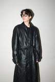 00's leather minimal zip-up coat