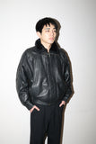 80’s leather padded blouson with detachable boa collar