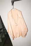 80’s UMBERTO GINOCCHETTI - silk deep skipper neck blouse in baby-pink