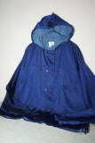 c90's Marithé François Girbaud - satin blue hooded shirt