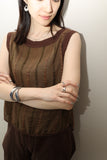 80's linen semi-sheer sleeveless top
