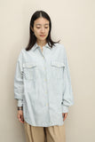 c90's cotton double flap pocket stripe shirt