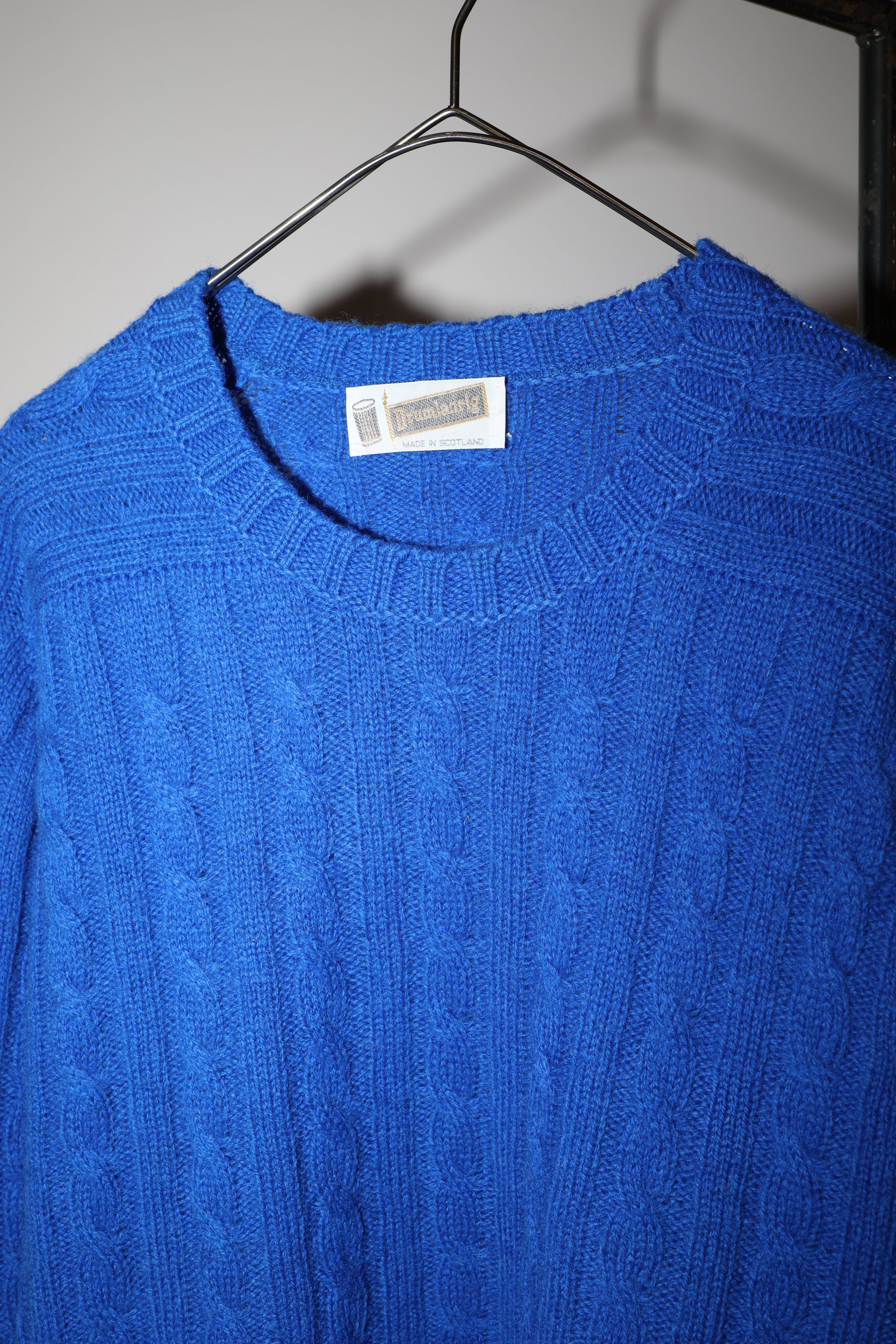 circa 70's vivid blue wool knit sweater