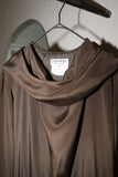 80-90’s Yves Saint Laurent rive gauche silk voluminous neck design dress in ennui brown color