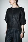 80's linen 2-way neck pullover top