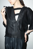 80's linen 2-way neck pullover top