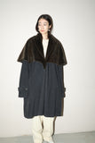 80-90’s JIL SANDER＋ - cashmere shell, huge faux-fur yoke docked oversized coat