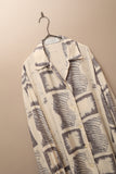 00’s French label - rayon drawing all patterned open collar shirt