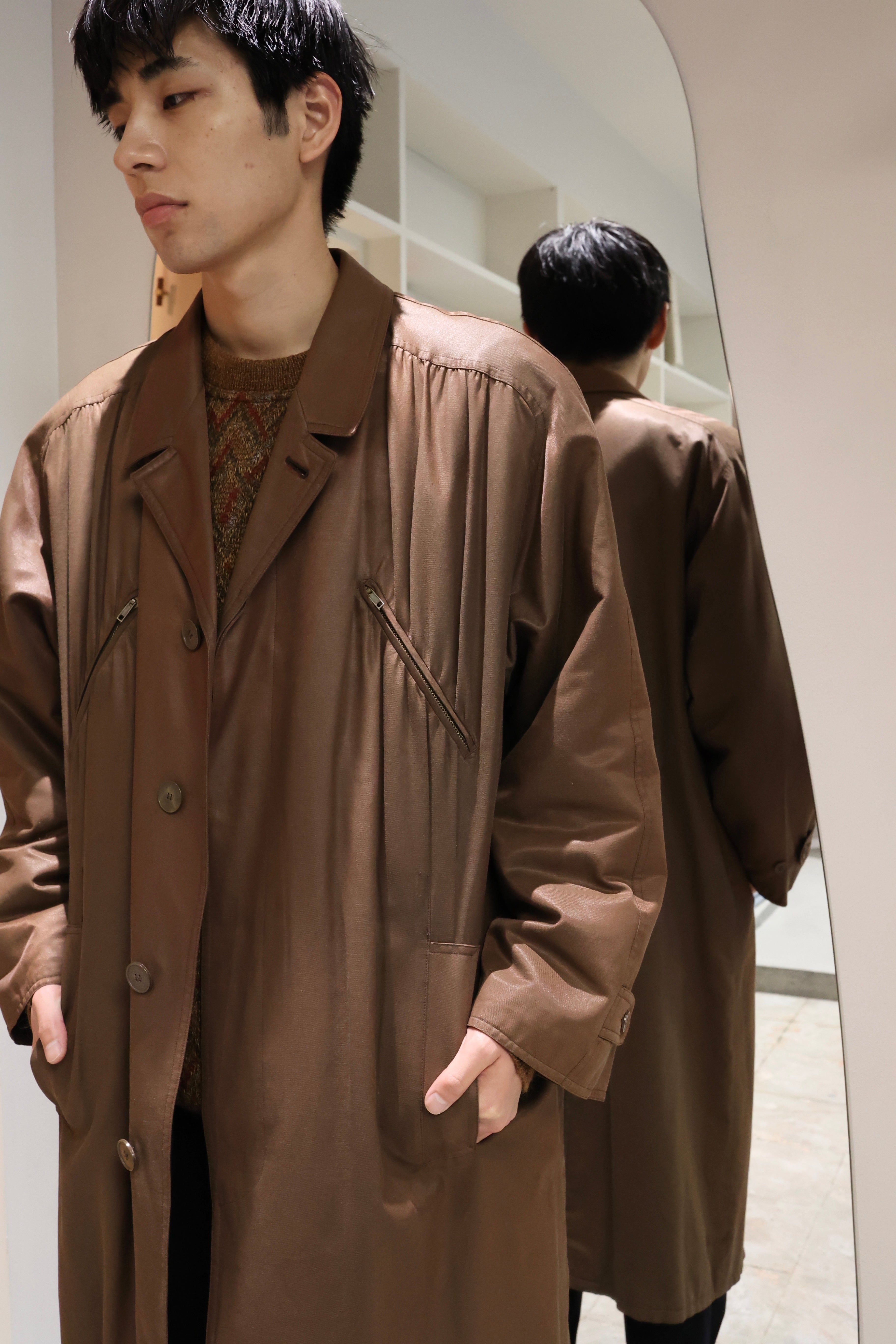 80's GIORGIO ARMANI coated fabric padded coat – temporary-tokyo