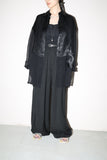 satin&sheer switched fabric oversized shirt with charming pockets