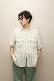80's Italian label - linen tender stripe shirt