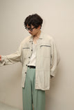 80’s Italian label - rayon/linen shirt jacket with zipper chest pocket detail