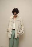 80’s Italian label - rayon/linen shirt jacket with zipper chest pocket detail