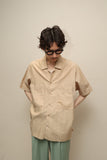 c70's German label - cotton big chest pocket stripe shirt