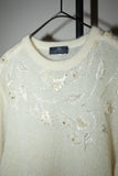 80's kid mohair front decorated knit sweater