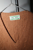 80-90's shetland wool v-neck cable knit sweater