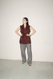c90's Scandinavian label - linen safari vest in chocolate brown