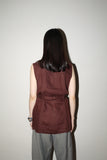 c90's Scandinavian label - linen safari vest in chocolate brown