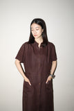 80’s Les Copains - chocolate linen shirt dress