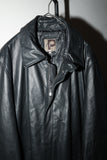 00's leather minimal zip-up coat