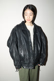 80's leather pleated shoulder dolman sleeve  jacket