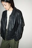 80's leather pleated shoulder dolman sleeve  jacket