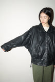 80's leather pleated shoulder dolman sleeve  jacket