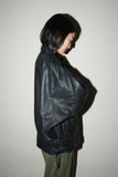 80's leather pleated shoulder dolman sleeve  jacket