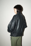 80's leather pleated shoulder dolman sleeve  jacket