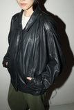 80's leather pleated shoulder dolman sleeve  jacket