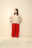 80’s German label - rayon cropped collarless jacket in nudie beige