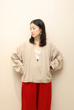 80’s German label - rayon cropped collarless jacket in nudie beige