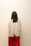 80’s German label - rayon cropped collarless jacket in nudie beige