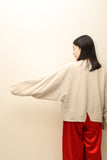 80’s German label - rayon cropped collarless jacket in nudie beige