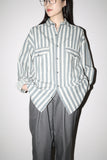 80's cotton oversized stripe shirt with big flap pocket