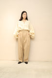 c70’s German label - linen, beautiful volume pullover shirt用