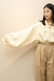 c70’s German label - linen, beautiful volume pullover shirt用